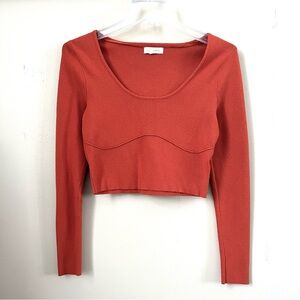 La Hearts by Pac Sun Burnt Orange  Long Sleeve Crop Top Sweater SZ M